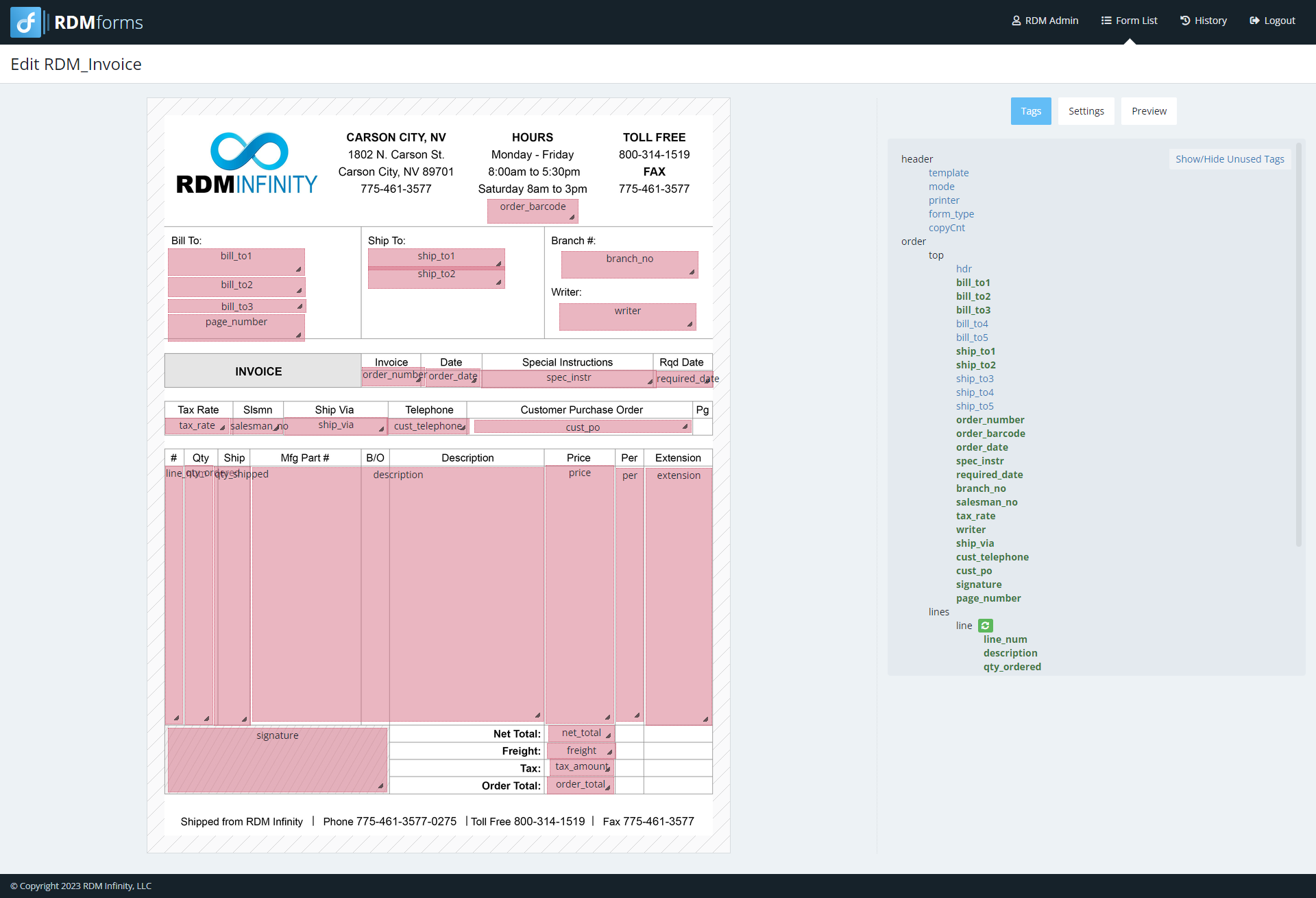RDM Forms Documentation – RDM Infinity