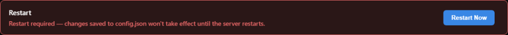 webterm-dashboard-settings-restart-banner-569d647e The restart-required banner, which appears once a saved setting no longer matches what's actually running