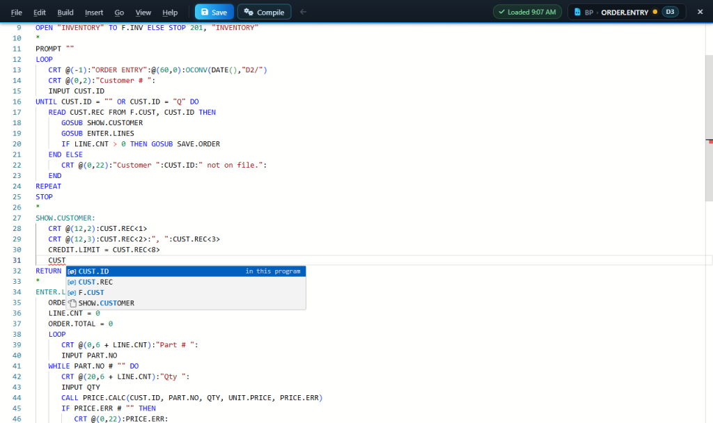 webterm-wce-autocomplete-e6a6d2d2 Autocomplete suggesting variables and labels already used in the program